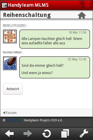 Mobiles Forum mit Beiträgen zur Reihenschaltung