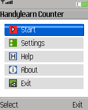 Hauptmenü des Handylearn Counters